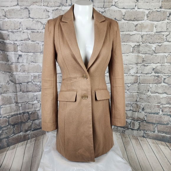 Jacob Wool Car Coat Tailored Single Breasted Camel Size XS - Picture 3 of 15